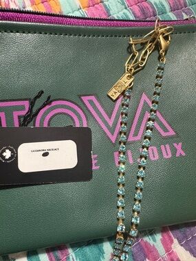 TOVA KASSANDRA blue rhinestone y necklace like new